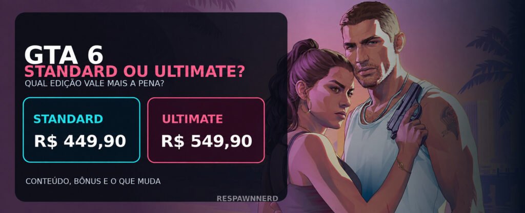 Arte e composição editorial: RespawnNerd, com ilustração gerada por IA. GTA VI e seus personagens pertencem à Rockstar Games.