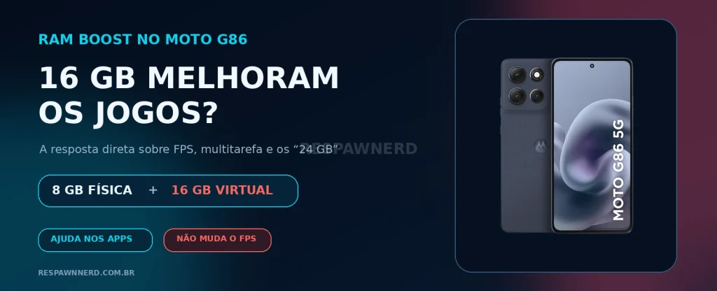 RAM Boost do Moto G86 melhora jogos? A verdade sobre os 24 GB