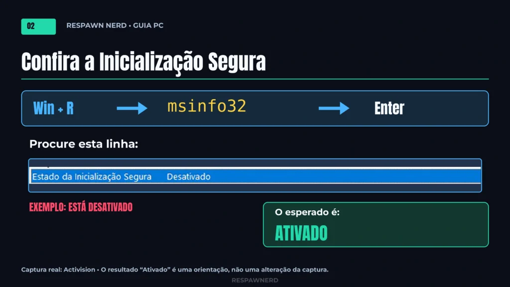 Conferir a Inicialização Segura no msinfo32