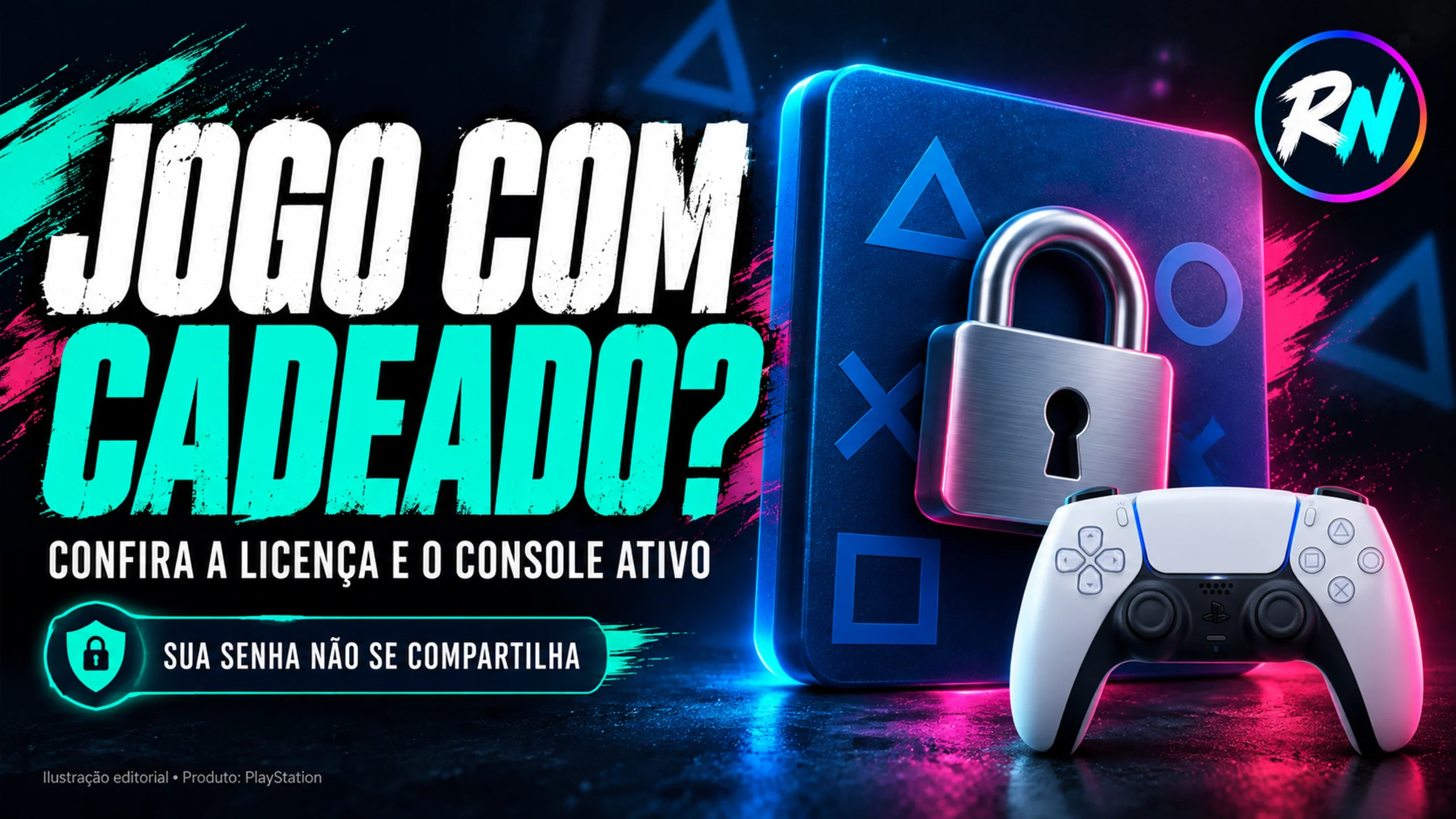 Jogo do PS5 com cadeado por falha de licença no compartilhamento do console